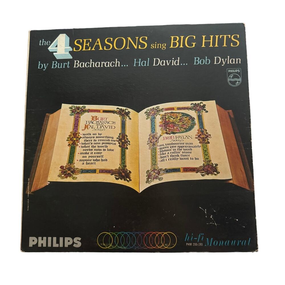 The 4 Seasons Sing Big Hits LP 1965 PHM 200-193 Phillips‎ Bacharach David Dylan